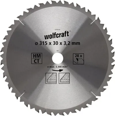 Obrázok produktu pre Wolfcraft Wolfcraft pílový kotúč na hrubé rezy, priemer 315x30 Z28 6742000