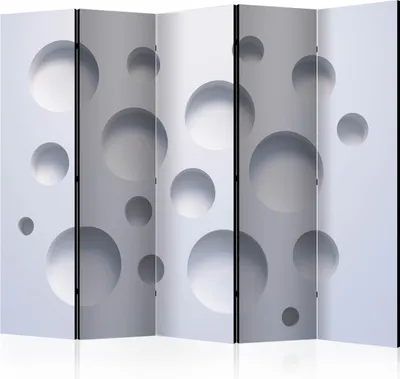 Produktbild von Akusticher Raumteiler 3D Effekt Abstrakt Foto Paravent 225x172 cm beidseitig auf Vlies-Leinwand bedruckt Akustikschaum Trennwand Spanische Wand Sichtschutz Home Office Kreis a-B-0045-z-c