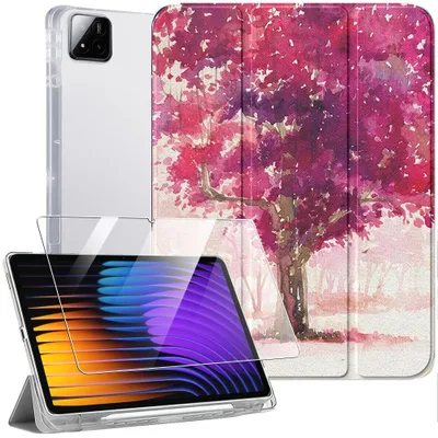 Image de Coque + Verre Trempé pour Xiaomi Pad 7 / 7 Pro 11,2" - Protection avec Porte-Stylet - Motif Arbre