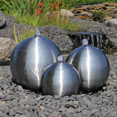 Produktbild von CLGarden Edelstahl Springbrunnen ESB2 gebürstet 3 Kugeln Edelstahlspringbrunnen