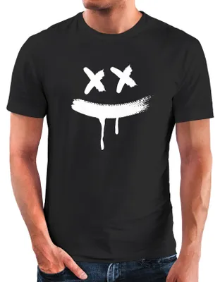 Produktbild von Herren T-Shirt Bedruckt Aufdruck Creepy Smile Sneaky Print Fashion Streetstyle Neverless®  schwarz S