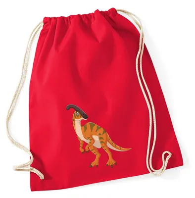 Produktbild von Huuraa Turnbeutel Parasaurolophus Dinosaurier 12 Liter Classic Red Baumwolle Rucksack Geschenkidee