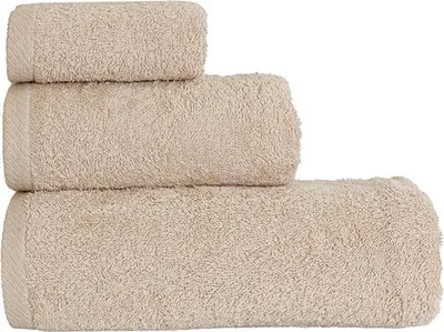 Image de Serviette, serviette en coton 70 x 140 cm, beige clair