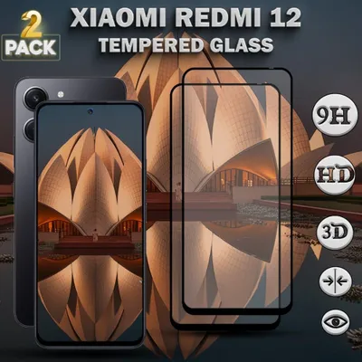 Obrázek produktu pro 2-balení XIAOMI REDMI 12 Ochranné sklo na displej - Tvrzené sklo 9H - Super kvalita 3D