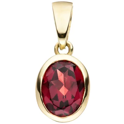 Produktbild von JOBO Anhänger oval 333 Gold Gelbgold 1 Granat rot Granatanhänger