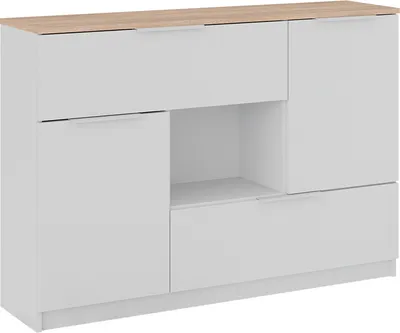 Obrázek produktu pro Kredenc Vicco Betti Bílá/Sonoma 120 x 83.6 cm 2x dvířka, 2x zásuvka a 1x otevřená přihrádka, Model 41613