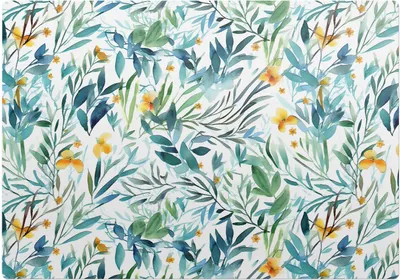 Produktbild von Pflanzenaquarell – Bodenschutzmatte – Rutschfest – Schutzmatte für Büro – Vinylmatte – Stuhlunterlage  – 100 x 100 cm
