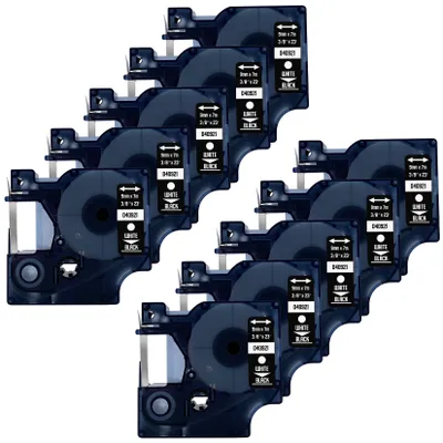 Produktbild von DULA Etikettenband  - Kompatibel mit Dymo D1 40921 - 10 Stück - Weiß auf schwarz - 9mm x 7m