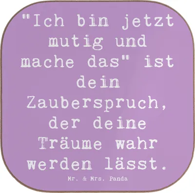 Produktbild von Mr. & Mrs. Panda Holzuntersetzer Spruch Mutig zu sich selbst stehen - Lavendeltraum - Geschenk, Untersetzer Glas, Stärke, Selbstbewusstsein, für Gläser, Inspiration