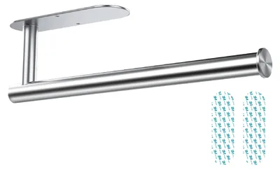 Image de Porte-rouleaux de cuisine Zuvo, à fixer sous le meuble ou au mur | Accessoire de cuisine en acier inoxydable