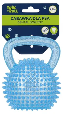 Image de Jouet pour animaux de compagnie, jouet dentaire grinçant pour chiens avec poignée bleu 9,5 Cm