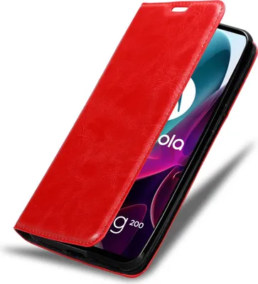 Produktbild von Cadorabo Hülle kompatibel mit Motorola MOTO G200 5G Schutzhülle mit Magnetverschluss, Standfunktion und Kartenfach, Flip case, Motorola, MOTO G200 5G, 17,3 cm (6.8"), Rot