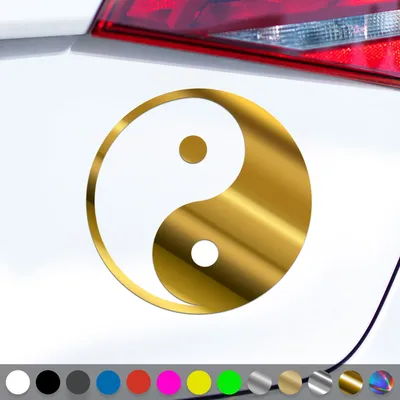 Produktbild von PantherPixel Yin und Yang Aufkleber Jing und Jang Taiji Zeichen Dao Sticker Auto Geschenkidee Farbe Chrom-Gold