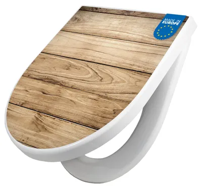 Produktbild von WC Sitz mit Absenkautomatik D Form Motiv Holzplanken [TDW3 11546]
