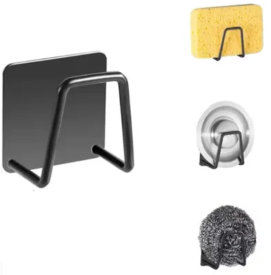 Produktbild von Selbstklebender Schwammhalter - Schwammhalter für Spüle - Spülbeckenhaken - Waschbeckenhaken - Selbstklebend - Schwarz - Metall - Universal - CHPN