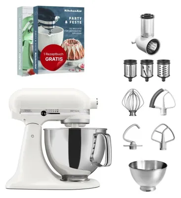 Produktbild von KitchenAid 4,8 L 5KSM175 Artisan Küchenmaschine Set 1 Gemüseschneider Porcelain White