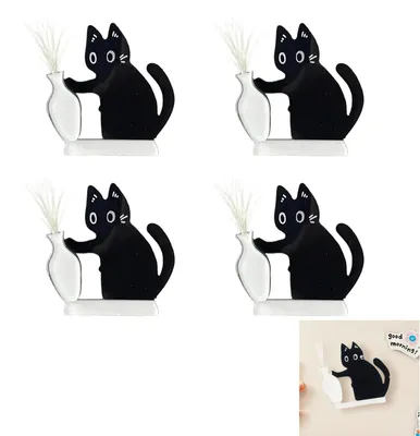 Productafbeelding van Kattenwhisker opbergmagnet met decoratieve vaas