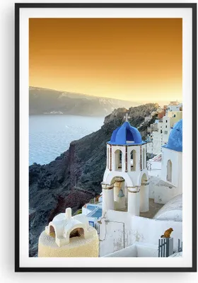 Produktbild von Gerahmtes Poster - Schwarzer Rahmen - Santorini Griechenland Urlaub Insel - 61x91,5 cm - Wand Bild - Wanddeko - Wandbilder - Wandposter - Bilderrahmen - Bilder - Kunstdruck - Wandbild P2BPA61x91-2529