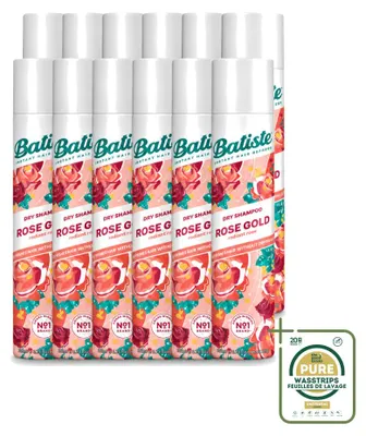 Zdjęcie produktu dla 12 sztuk szamponu suchego Batiste Rose Gold - Delikatny zapach róży - 200 ml - Opakowanie zbiorcze