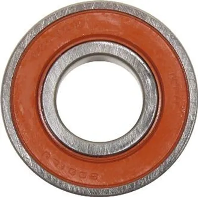 A close-up, top-down view of a ball bearing.