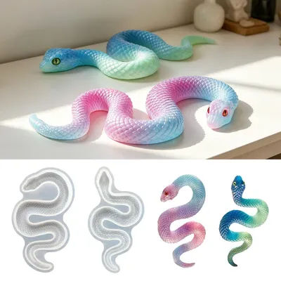 Productafbeelding van 2 stuks 3D-slangensiliconen mallen, gietvormen voor epoxyhars, geschikt voor doe-het-zelf decoratie