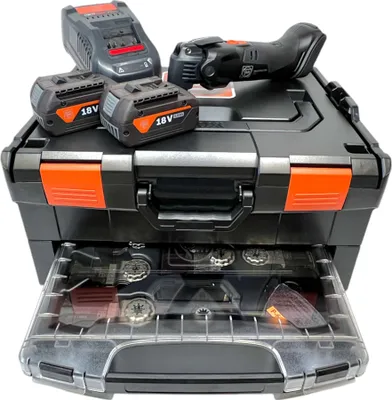Produktbild von Fein  AMM 500 Plus AS Akku Multifunktionswerkzeug 18 V Starlock Plus Black Edition ( 71294261000 ) + 2x Akku 4,0 Ah + Ladegerät + 33 tlg. Zubehör + L-Boxx