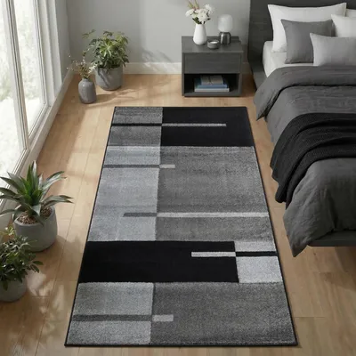 Produktbild von Carpetsale24 Designer Wohnzimmer Teppich Modern Weicher Kurzflor Teppich Konturenschnitt Pflegeleicht, Grösse: 80x150 cm