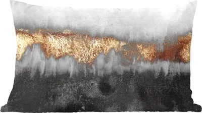 Produktbild von MuchoWow® Zierkissen Sofakissen Wohnzimmer Dekokissen 60x40 cm Gold - Chic - Abstrakt - Kopfkissen - Polster mit Foto