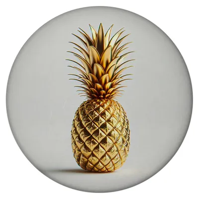 Produktbild von Goldene Ananas auf weißem Hintergrund Magnet rund rund