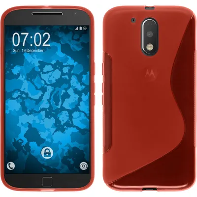 Produktbild von PhoneNatic Case kompatibel mit Motorola Moto G4 Plus - rot Silikon Hülle S-Style + 2 Schutzfolien