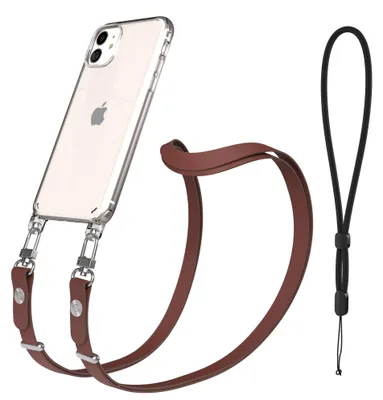Produktbild von EAZY CASE Handykette magnetisch mit Handyhülle für Apple iPhone 11, Crossbody Handyband 1-1,90m verstellbar mit 2 Ösen in Braun