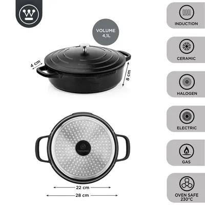 Obrázek produktu pro Westinghouse Saucepan Performance Blissful Black - ø 28 cm / 4,1 litru - standardní nepřilnavý povrch