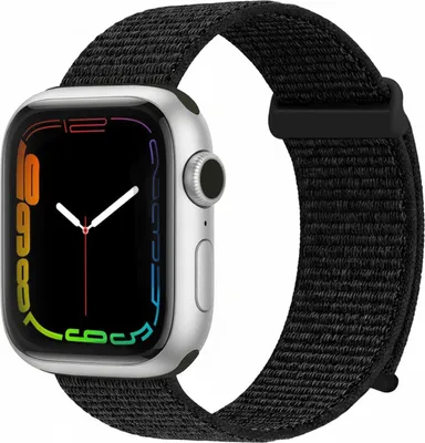 Produktbild von Smartwatch Armband für Apple Watch Series 3 38mm Nylon Textil Band Ersatzband Wechselband Klettverschluss flexibel atmungsaktiv Schwarz
