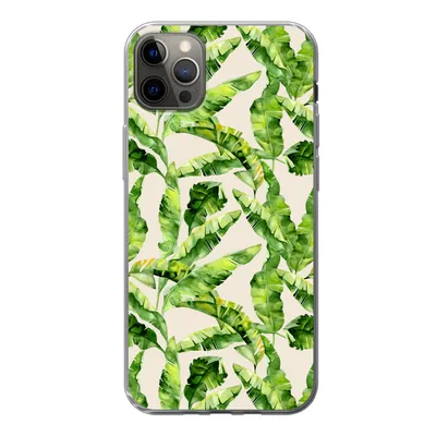 Produktbild von MuchoWow® Handyhülle Schutzhülle Hülle für iPhone 12 Pro Max Palmenblatt - Muster - Tropisch Silikon Softcase Handy Hülle - Hartschale