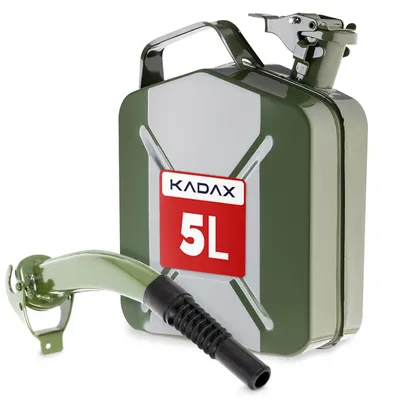 Produktbild von KADAX Metall Kraftstoffkanister 5L mit Stahlauslaufrohr – Robuster Benzinkanister mit Metalltrichter