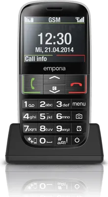 Produktbild von emporiaEUPHORIA Großtastenhandy - mit 2,3" Landscape Farbdisplay, Notruf-Funktion, Schnellwahltasten, 2MP Kamera, Ladestation, HAC M4/T3 - Farbe: Schwarz/Silber- V50_001