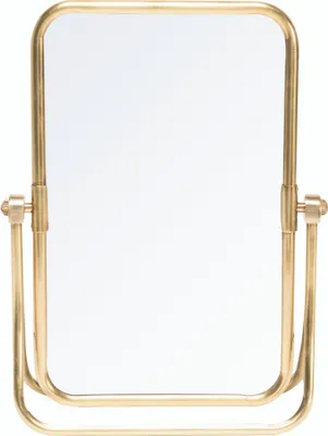 Produktbild von Eleganter stehender Tischspiegel aus Messing und Glas, Gold, 35x46x13 cm