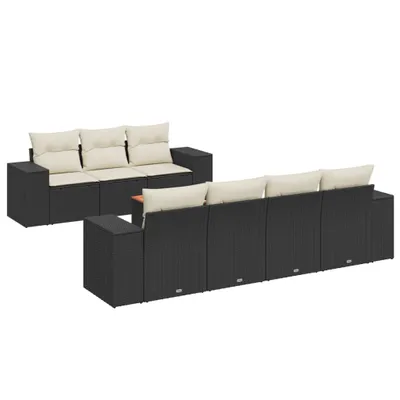 Produktbild von vidaXL 8-tlg. Garten-Sofagarnitur mit Kissen Schwarz Poly Rattan
