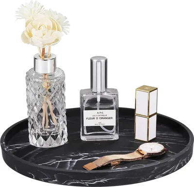 Produktbild von Famanu Ablagetablett - Dekorative Aufbewahrungsschale - Matt Schwarz - Schmuck- und Kosmetikorganizer - Für Badezimmer und Küche