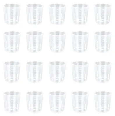 Productafbeelding van Set van 20 transparante kunststof maatbekers, inhoud 30 ml, met schaalverdeling
