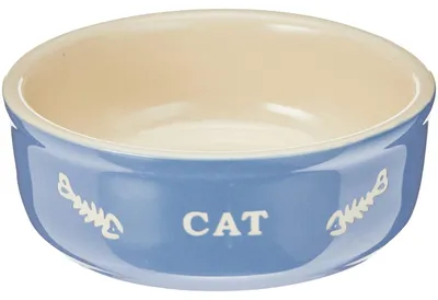 Image de Gamelle pour chat - Céramique - Bleu clair beige - Ø 13,5 cm - Pour nourriture et eau