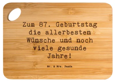 Produktbild von Mr. & Mrs. Panda Schneidebrett Spruch 87. Geburtstag - Transparent - Geschenk, Frühstücksbrett, Jubiläum 87 Jahre, Holzbrett, Alter, holzschneidebrett, Ehrentag
