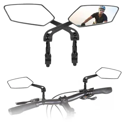 Image de TRANKIELO® - 2 rétroviseurs de vélo réglables à 360 degrés - en acrylique noir - pour guidons de 2,0 cm à 2,8 cm
