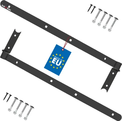 Obrázek produktu pro KOTARBAU® Sada 2 okenicových závěsů černá 600 mm křížové závěsy práškově lakovaná ocel dveřní závěs dřevěný dveřní závěs okenicový závěs dřevěné dveřní závěsy těžký dveřní závěs úhlový závěs dveřní závěs okenicový závěs s držákem
