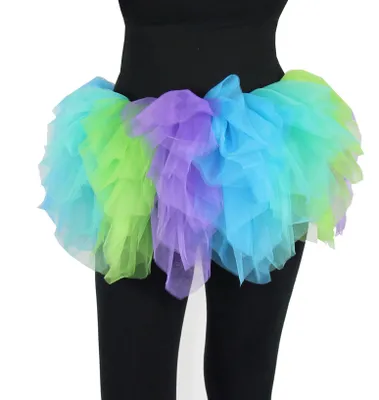 Produktbild von Farbenfroher Petticoat Tutu aus voluminösem Tüll Blau Grün Lila Universalgröße