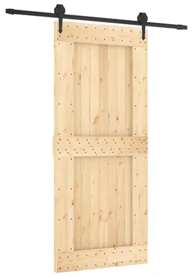 Obrázok produktu pre vidaXL Posuvné dvere v prírodnej a čiernej farbe, 90 x 210 cm, masívna borovica