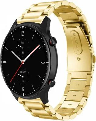 Produktbild von Strap-it Stahlarmband - Kompatibel mit Amazfit GTR 2 Armband Ersatzarmband Edelstahl - Gliederarmband mit Faltschließe - Hochwertiges Material - für Smartwatch 22mm Armband Gold