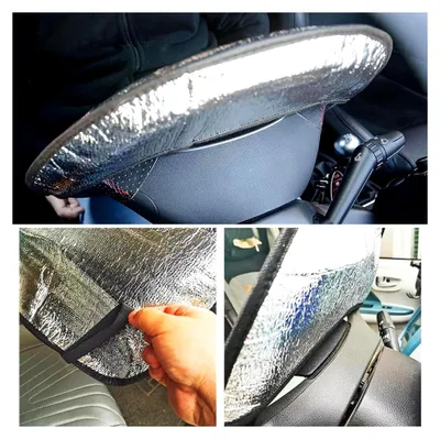 Produktbild von Lenkrad Sonnenschutz Abdeckung, Auto Lenkradhülle Hitzeschutz, 40 x 40 cm Lenkradschutz Abdeckung, Sonnenblende für Lenkrad für die Meisten Autos, SUV, LKW