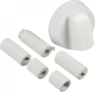 Produktbild von Knebel Knauf Drehgriff weiß 41,5 mm mit Adaptern Herd Backofen Universal für alle Marken