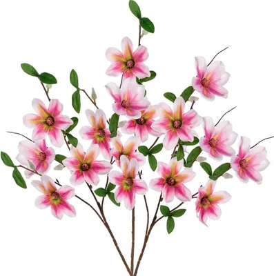 Image de Magnolia artificiel (set de 3) - Branches de fleurs décoratives avec fleurs blanches - 64 cm - Home Decoration